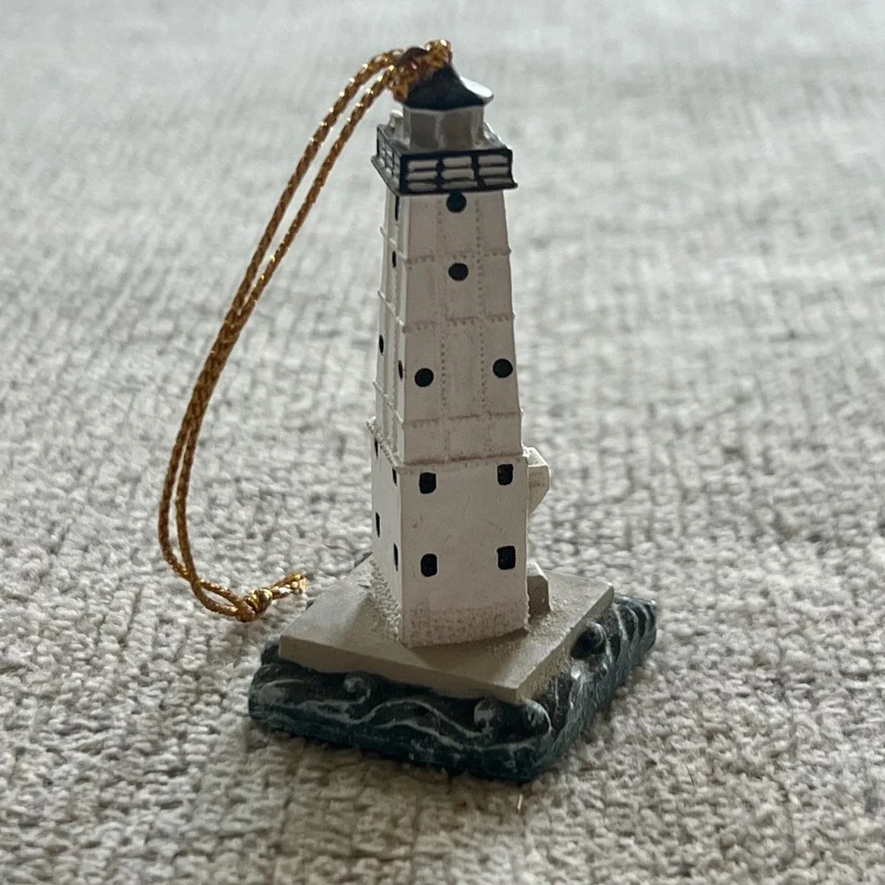 Scaasis Originals Lighthouse Ornament White Nautical Coastal Decor Resin Mini
